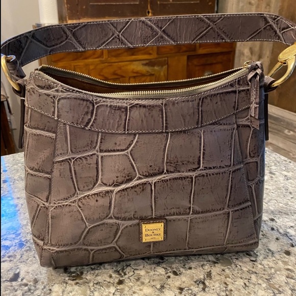 DOONEY & BURKE Croco Embossed Leather HOBO Handbag $245 $388 EUC - Picture 1 of 6